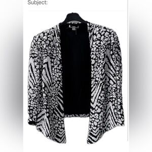 Black and White Patterned Women's Sequined Jacket